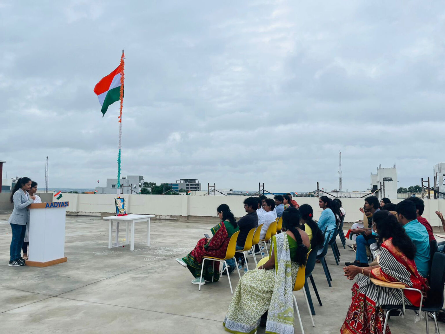 Students at an Aadyas campus celebration
